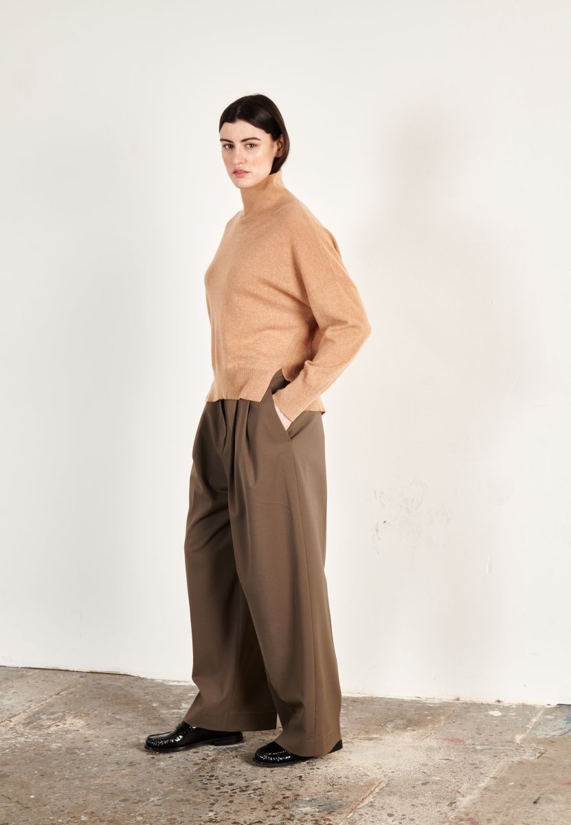 Pull col montant cachemire camel clair femme - ZAYA 13 - Studio cashmere8