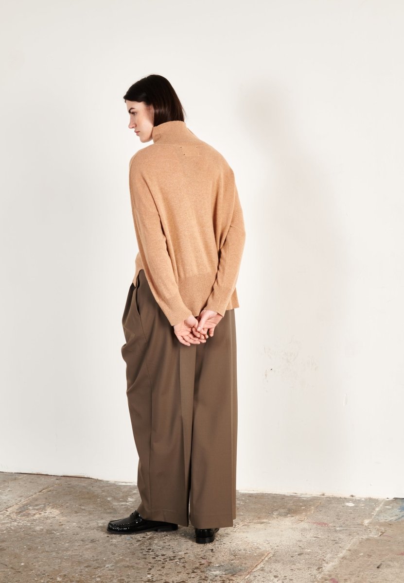 Pull col montant cachemire camel clair femme - ZAYA 13 - Studio cashmere8