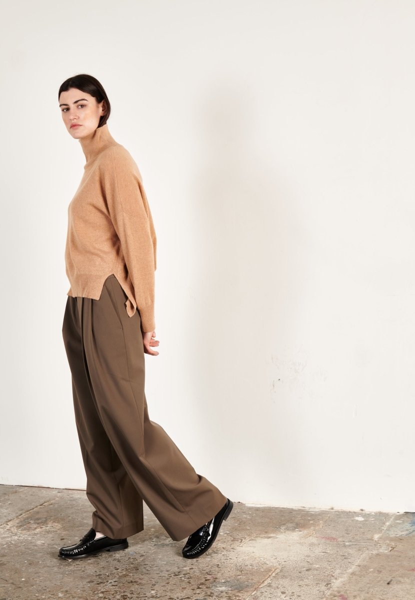 Pull col montant cachemire camel clair femme - ZAYA 13 - Studio cashmere8