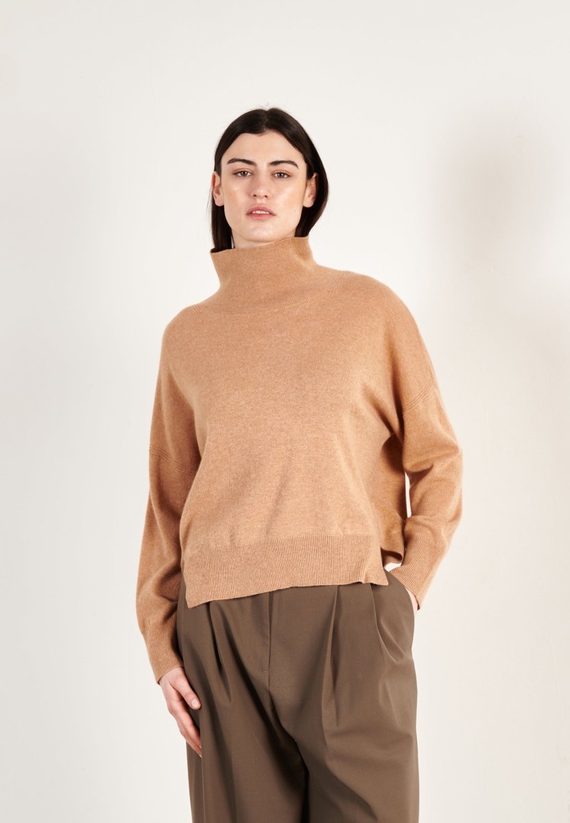 Pull col montant cachemire camel clair femme - ZAYA 13 - Studio cashmere8