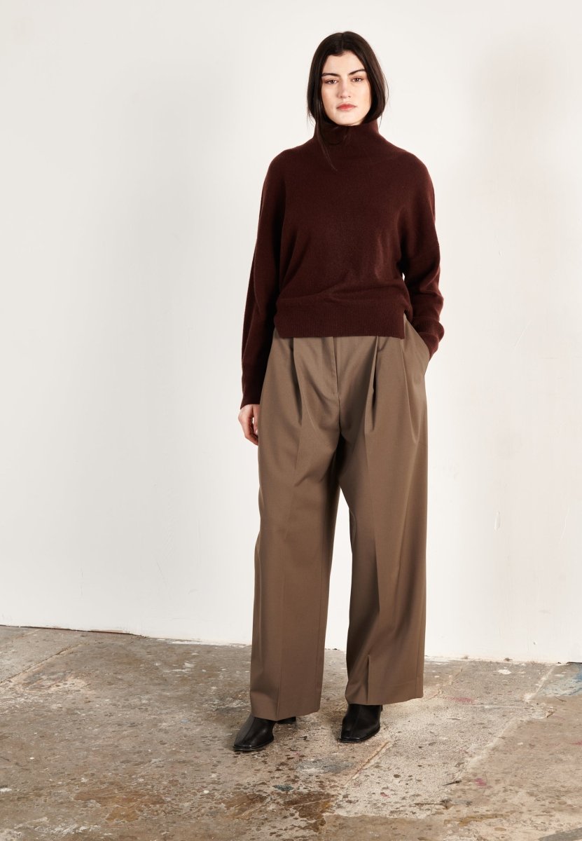 Pull col montant cachemire marron femme - ZAYA 13 - Studio cashmere8