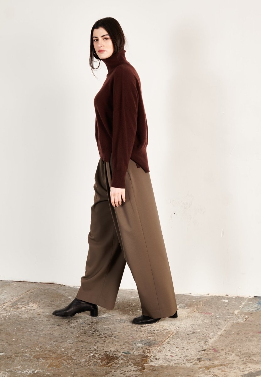 Pull col montant cachemire marron femme - ZAYA 13 - Studio cashmere8