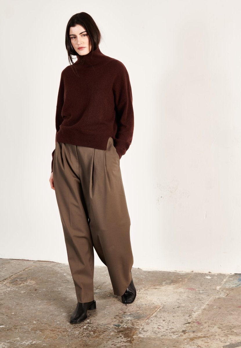 Pull col montant cachemire marron femme - ZAYA 13 - Studio cashmere8