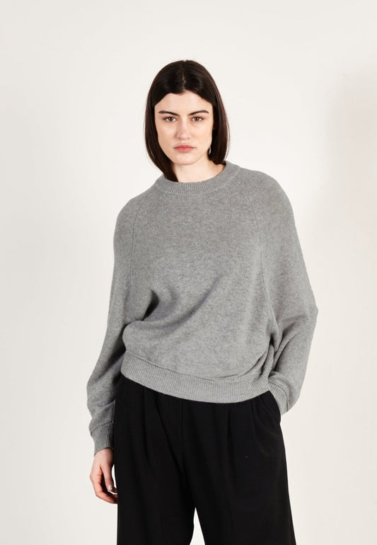 Pull col rond cachemire 4 fils gris souris femme - HANA 6 - Studio cashmere8