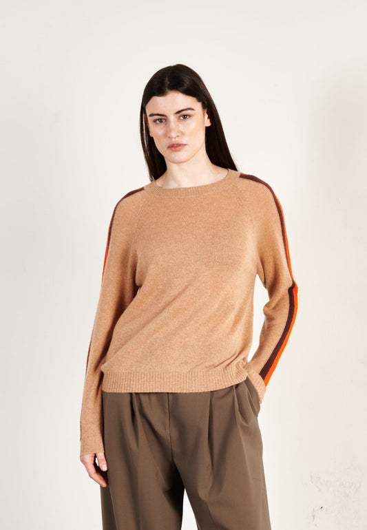 Pull col rond cachemire camel clair/marron/mandarine/jaune femme - KELLY 30 - Studio cashmere8