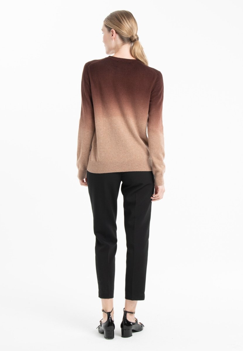 Pull col rond cachemire camel tie & dye marron femme - ZAYA 9 - Studio cashmere8