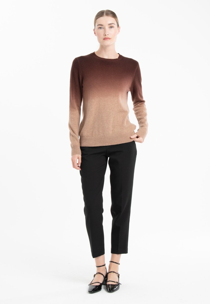 Pull col rond cachemire camel tie & dye marron femme - ZAYA 9 - Studio cashmere8