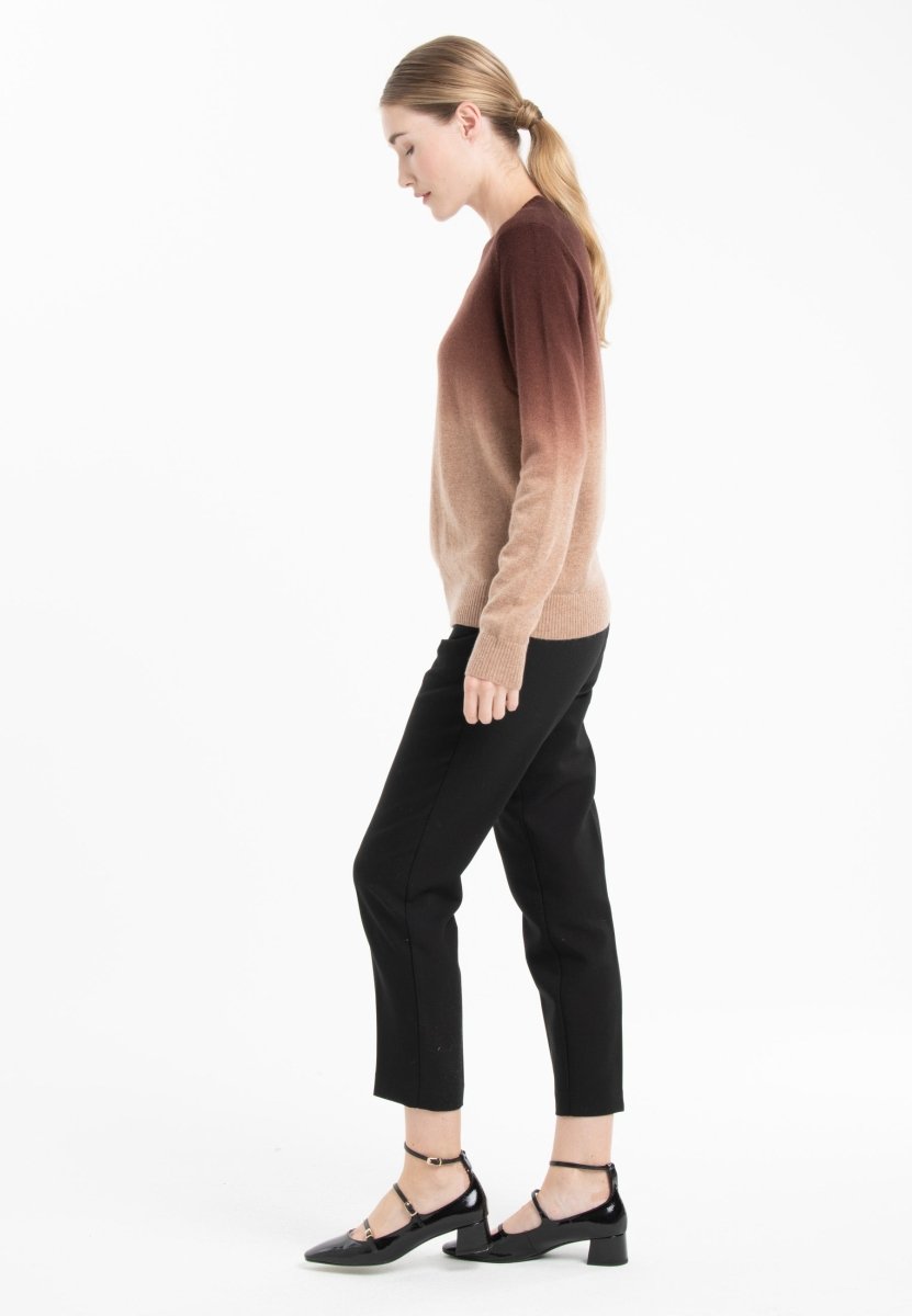 Pull col rond cachemire camel tie & dye marron femme - ZAYA 9 - Studio cashmere8