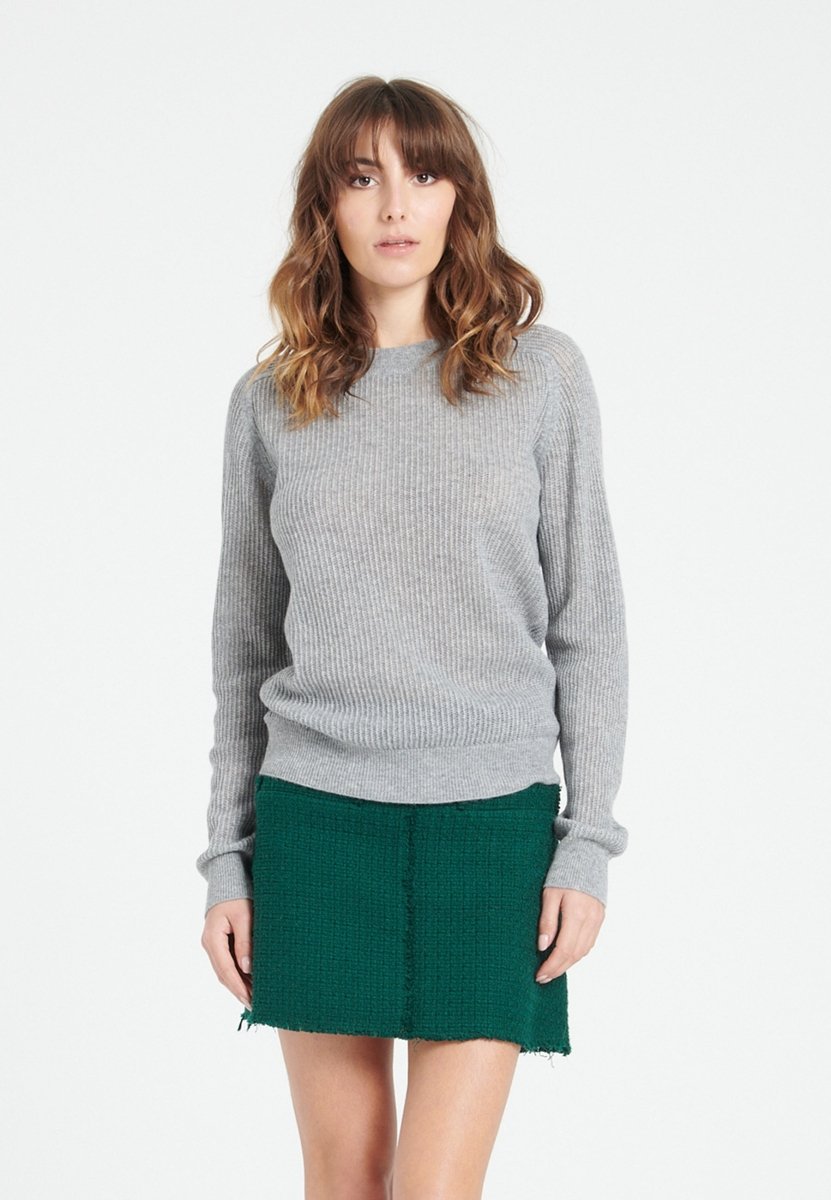 Pull col rond cachemire gris clair femme - LILLY 23 - Studio cashmere8