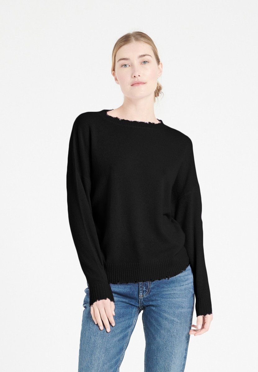 Pull col rond cachemire noir femme - MIA 17 - Studio cashmere8