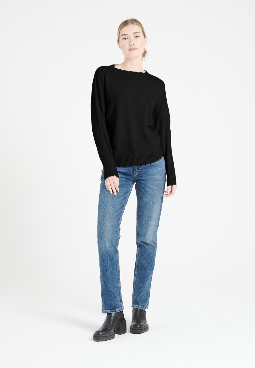 Pull col rond cachemire noir femme - MIA 17 - Studio cashmere8