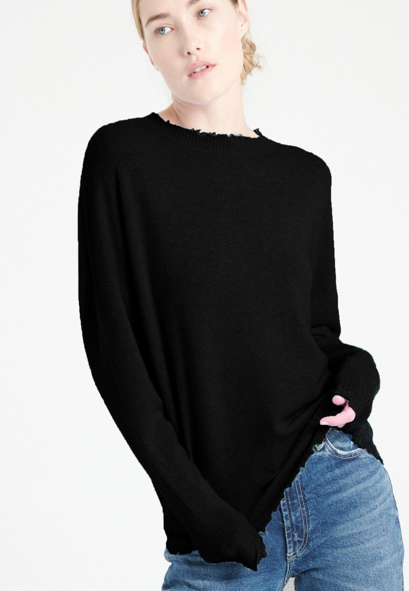 Pull col rond cachemire noir femme - MIA 17 - Studio cashmere8