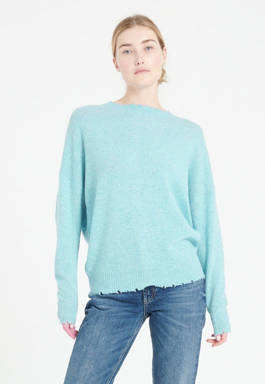 Pull col rond cachemire turquoise femme - MIA 17 - Studio cashmere8