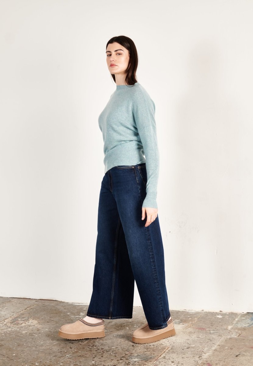Pull col rond cachemire vert d'eau femme - RIA 2