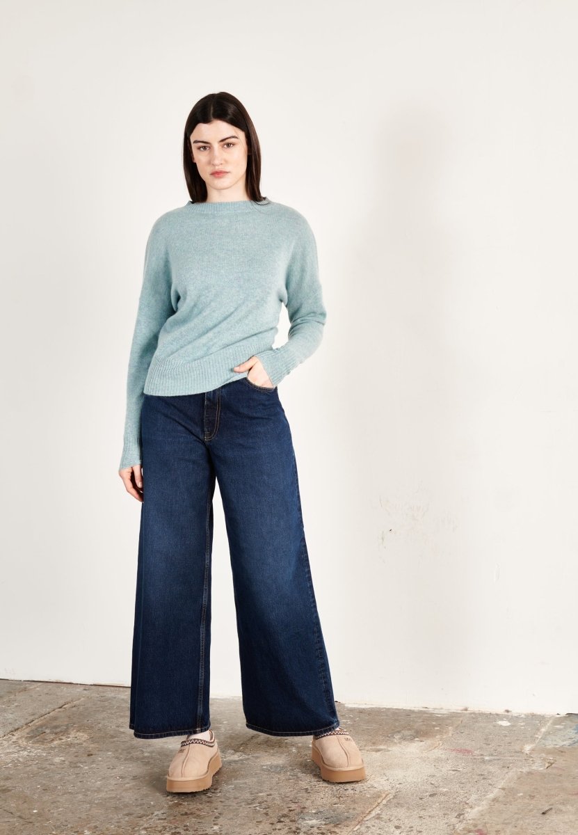 Pull col rond cachemire vert d'eau femme - RIA 2