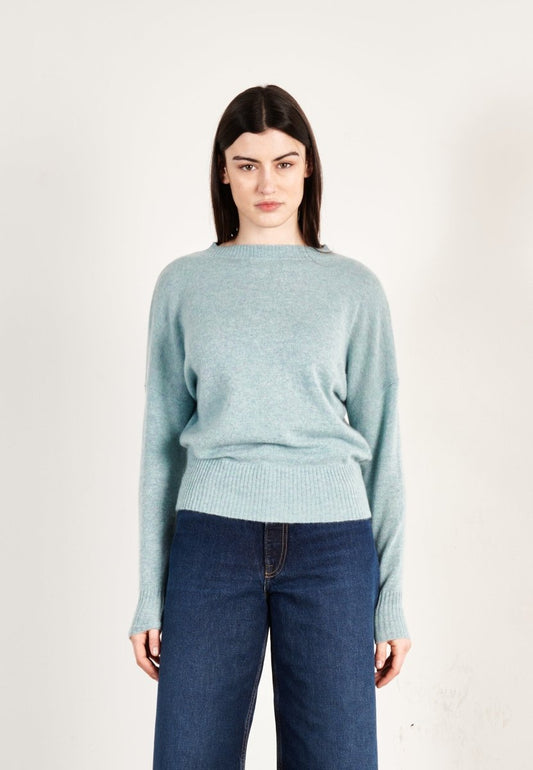 Pull col rond cachemire vert d'eau femme - RIA 2
