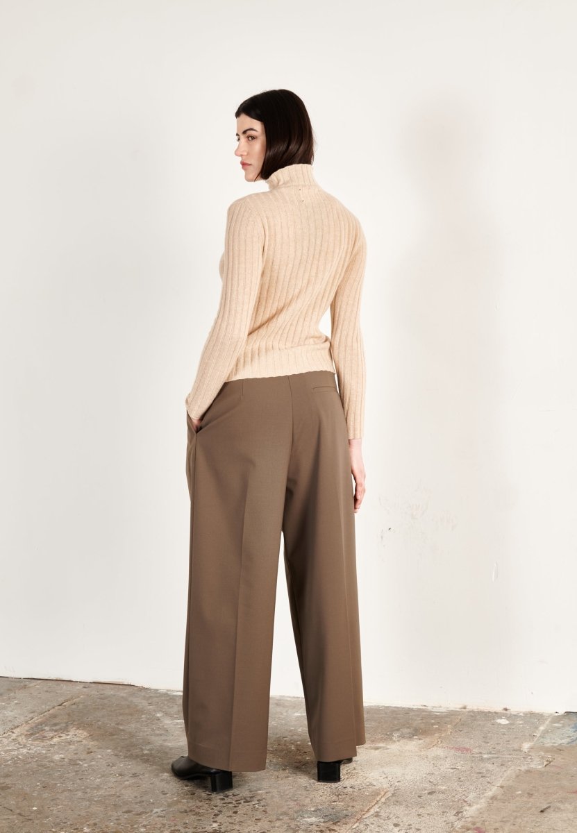 Pull col roulé cachemire beige femme - HANA 13 - Studio cashmere8