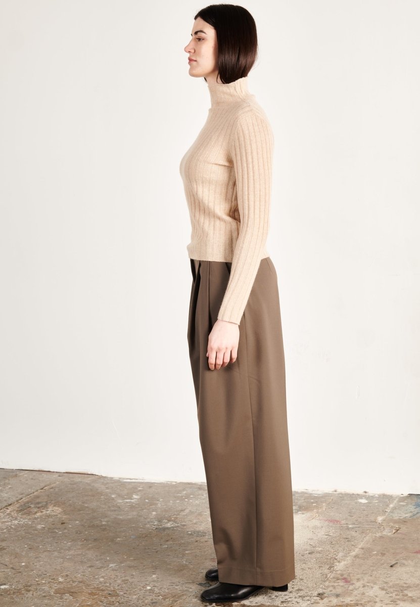 Pull col roulé cachemire beige femme - HANA 13 - Studio cashmere8