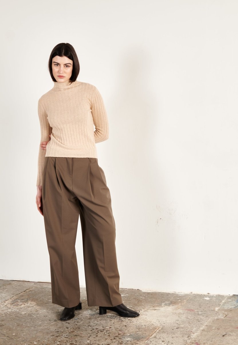 Pull col roulé cachemire beige femme - HANA 13 - Studio cashmere8