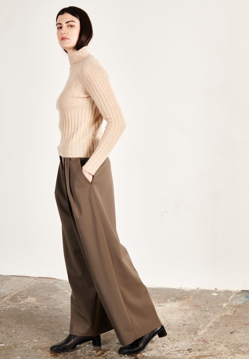 Pull col roulé cachemire beige femme - HANA 13 - Studio cashmere8