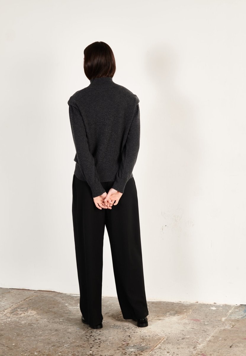 Pull col roulé cachemire gris anthracite femme - HANA 8 - Studio cashmere8