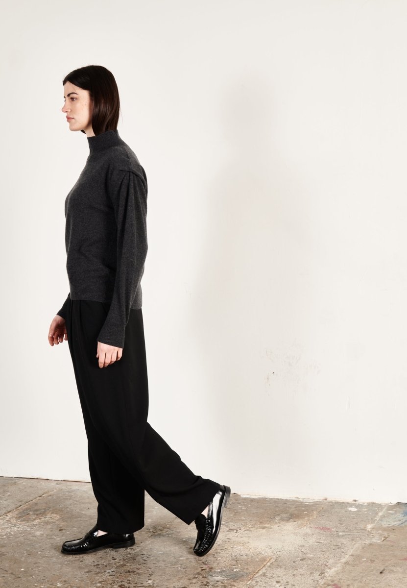 Pull col roulé cachemire gris anthracite femme - HANA 8 - Studio cashmere8