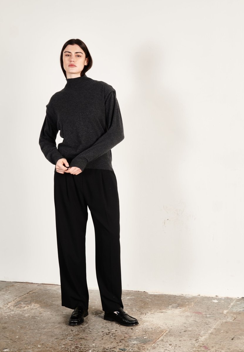 Pull col roulé cachemire gris anthracite femme - HANA 8 - Studio cashmere8