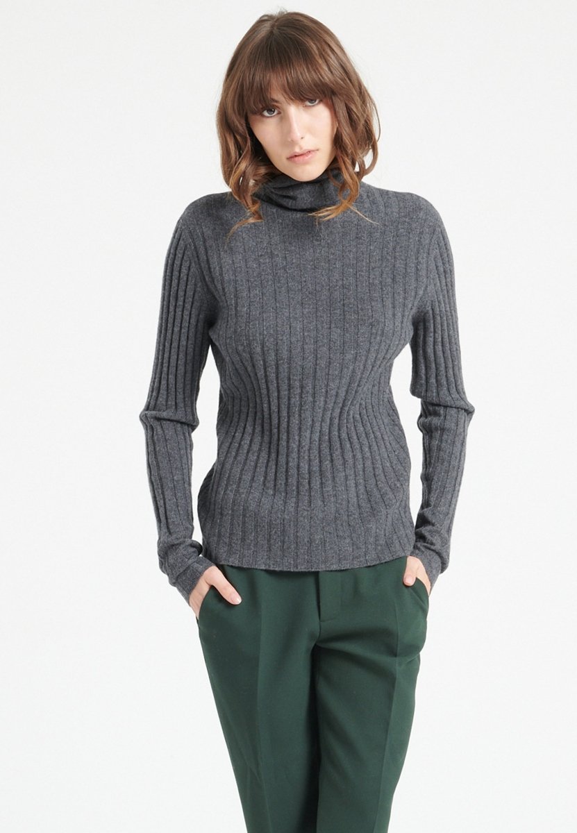 Pull col roulé cachemire gris anthracite femme - LILLY 15 - Studio cashmere8
