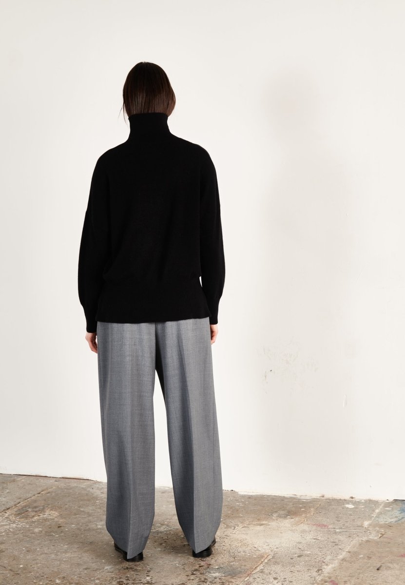 Pull col roulé cachemire noir/rouge love femme - HANA 14 - Studio cashmere8