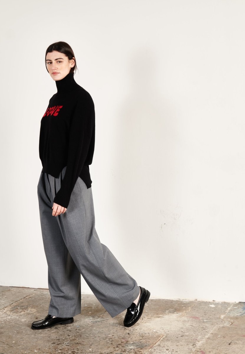 Pull col roulé cachemire noir/rouge love femme - HANA 14 - Studio cashmere8