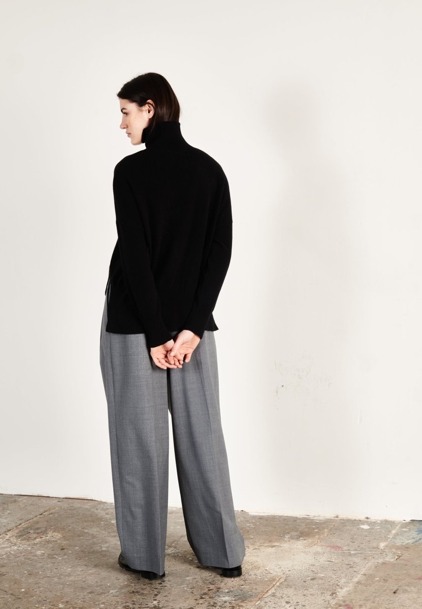 Pull col roulé cachemire noir/rouge love femme - HANA 14 - Studio cashmere8