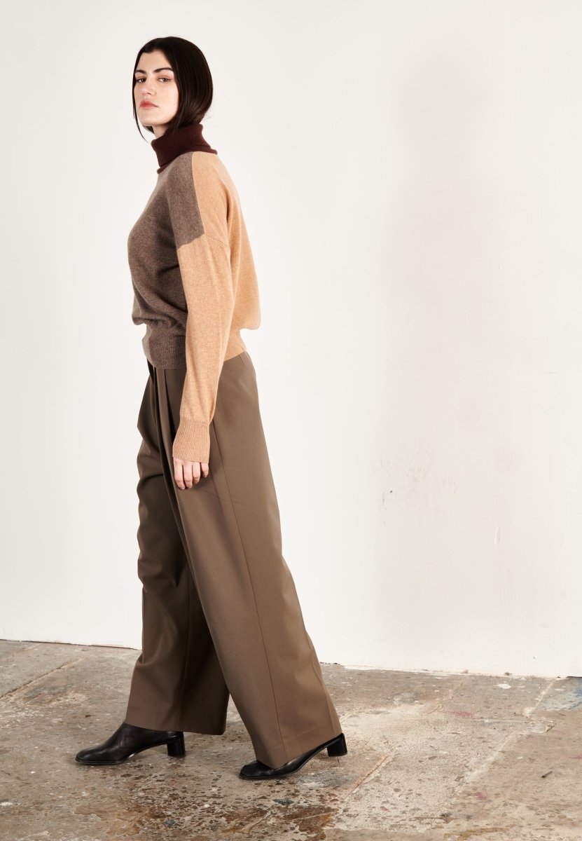 Pull col roulé cachemire taupe/marron/camel clair femme - HANA 9 - Studio cashmere8