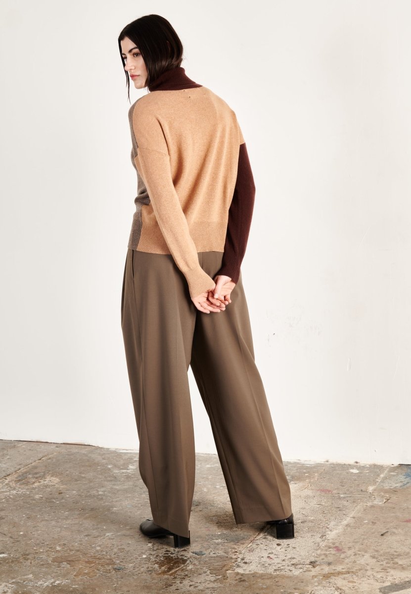 Pull col roulé cachemire taupe/marron/camel clair femme - HANA 9 - Studio cashmere8