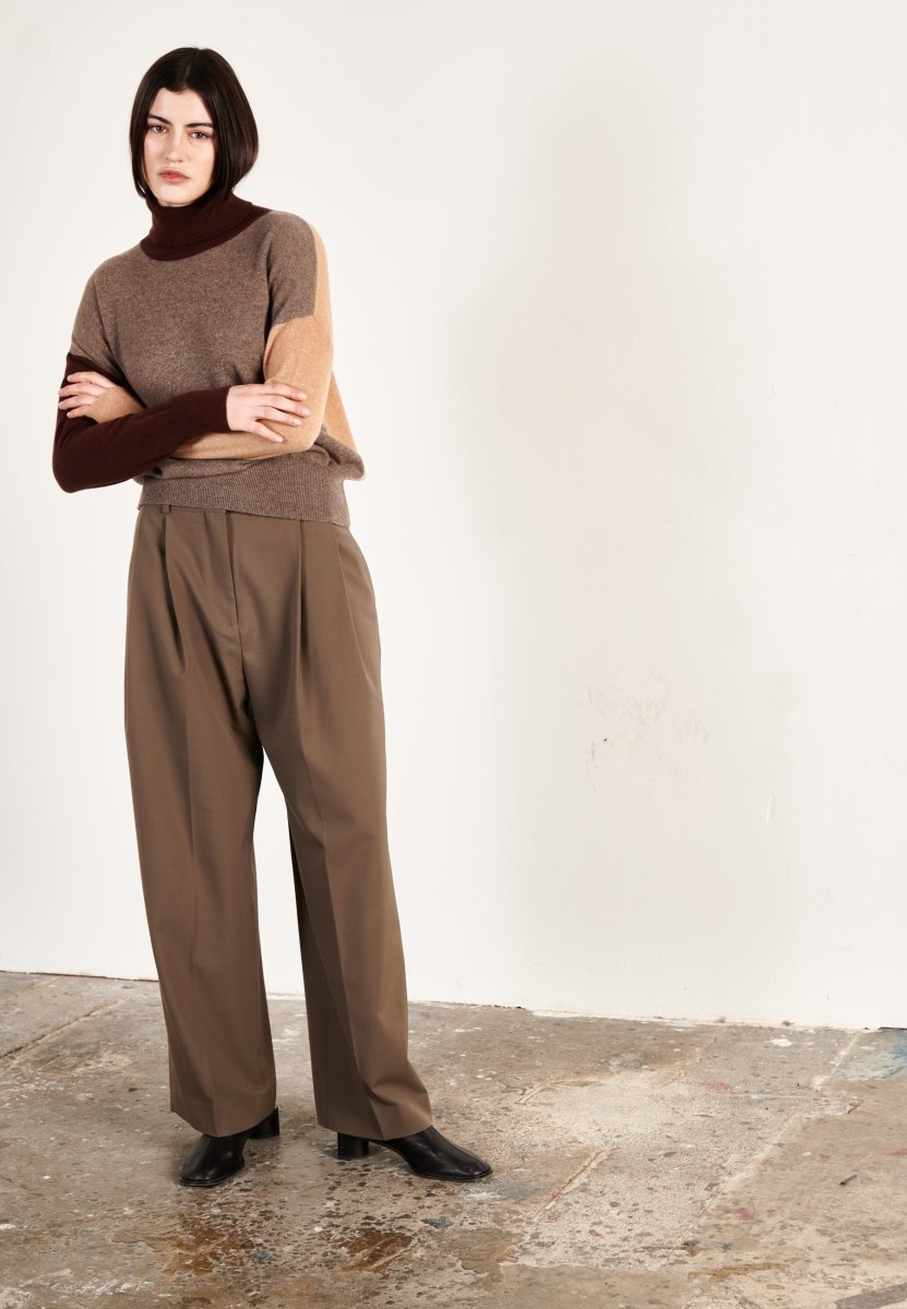 Pull col roulé cachemire taupe/marron/camel clair femme - HANA 9 - Studio cashmere8