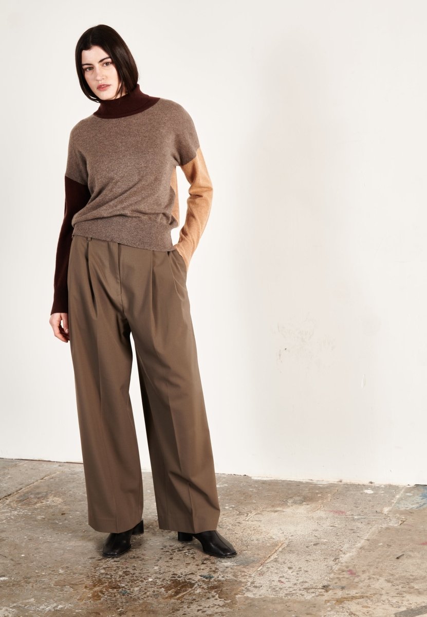 Pull col roulé cachemire taupe/marron/camel clair femme - HANA 9 - Studio cashmere8