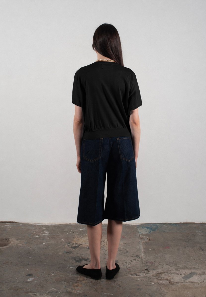 Pull col V à manches chauve souris femme en cachemire & laine ultrafin noir - KELLY 6