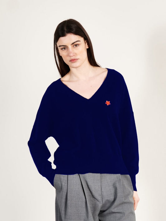 Pull col V cachemire bleu marine femme - HANA 1 - Studio cashmere8