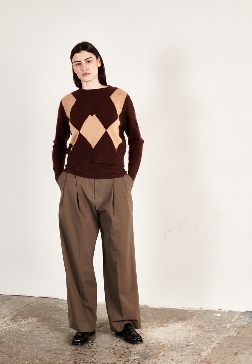 Pull col V cachemire marron/camel clair femme - HANA 7 - Studio cashmere8