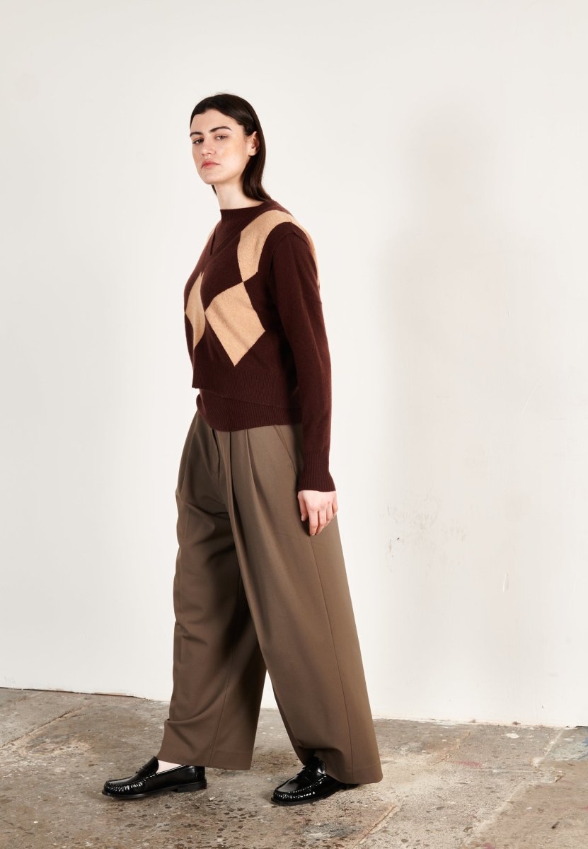 Pull col V cachemire marron/camel clair femme - HANA 7 - Studio cashmere8