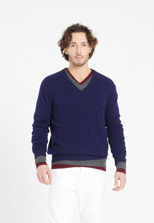Pull col V homme en cachemire bleu nuit - LUKE 1 - Studio cashmere8