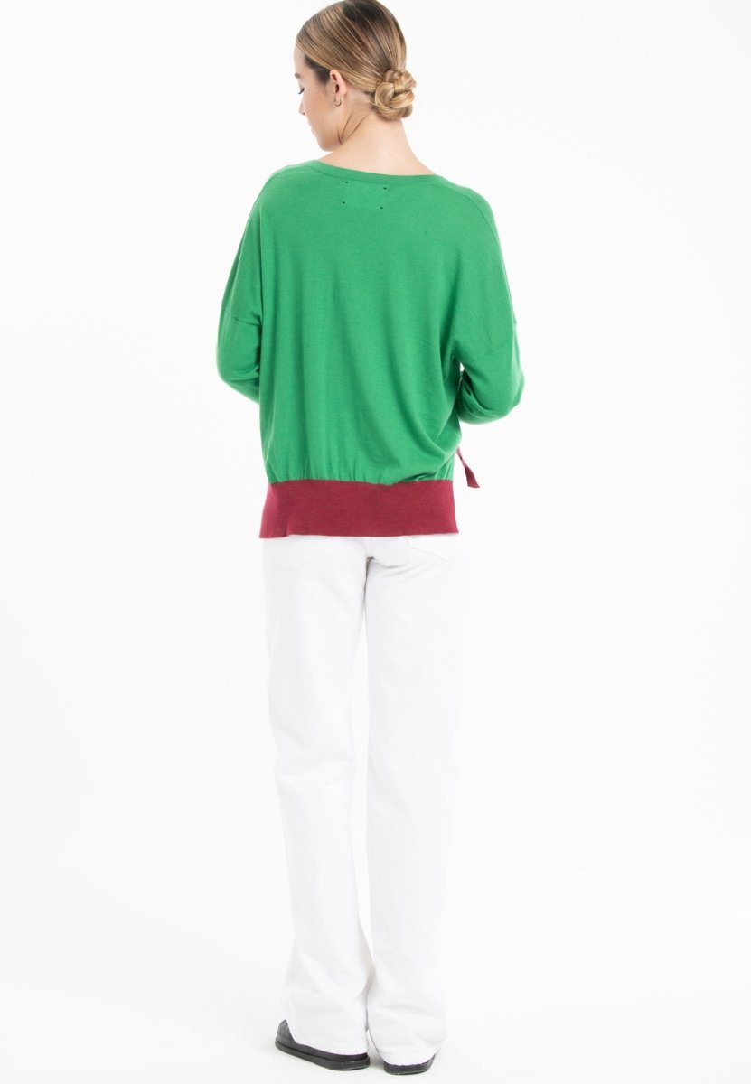 Pull col V oversize ultrafin cachemire et laine vert/lavande/rouge femme - KELLY 10 - Studio cashmere8