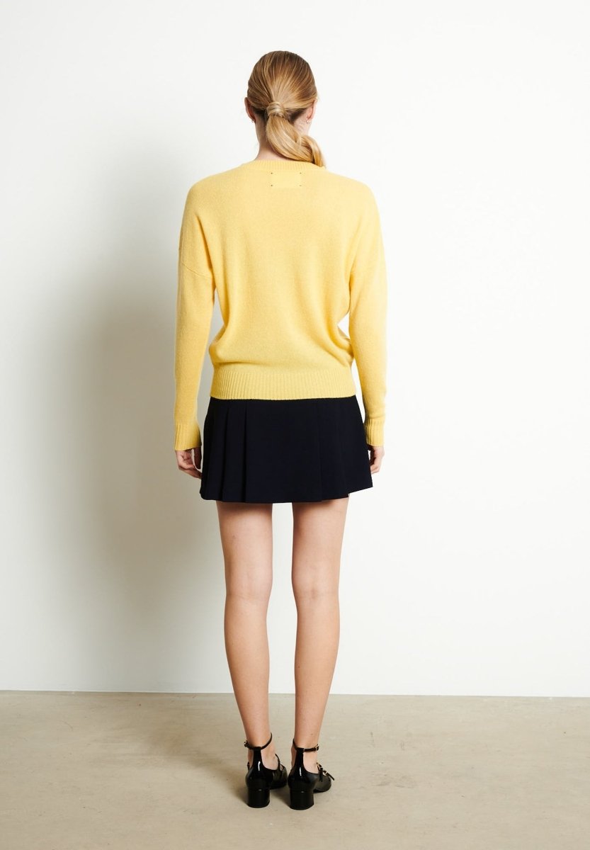 RIA 2 Pull col rond oversize en cachemire jaune - Studio cashmere8