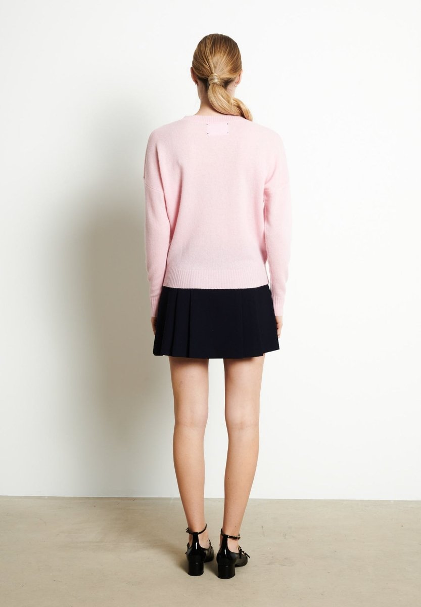 RIA 2 Pull col rond oversize en cachemire rose baby - Studio cashmere8