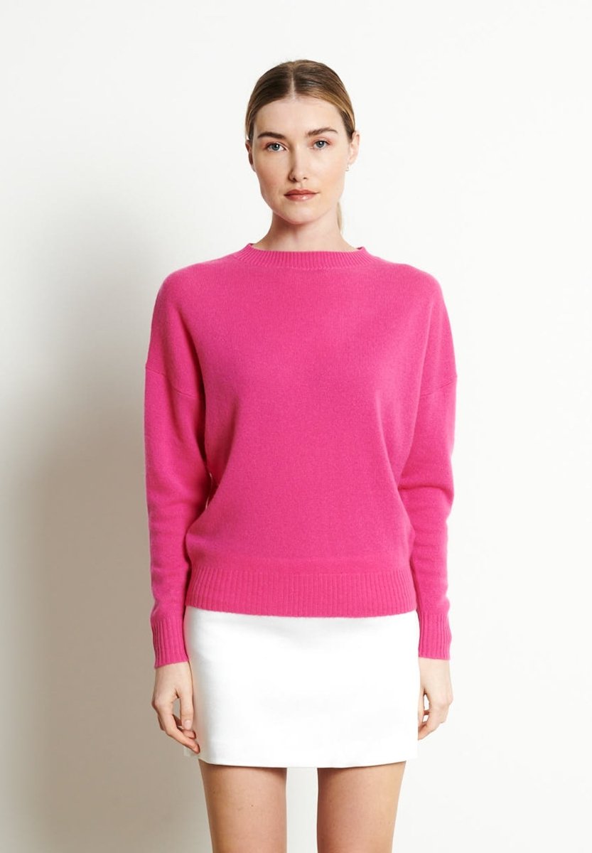 RIA 2 Pull col rond oversize en cachemire rose indien - Studio cashmere8