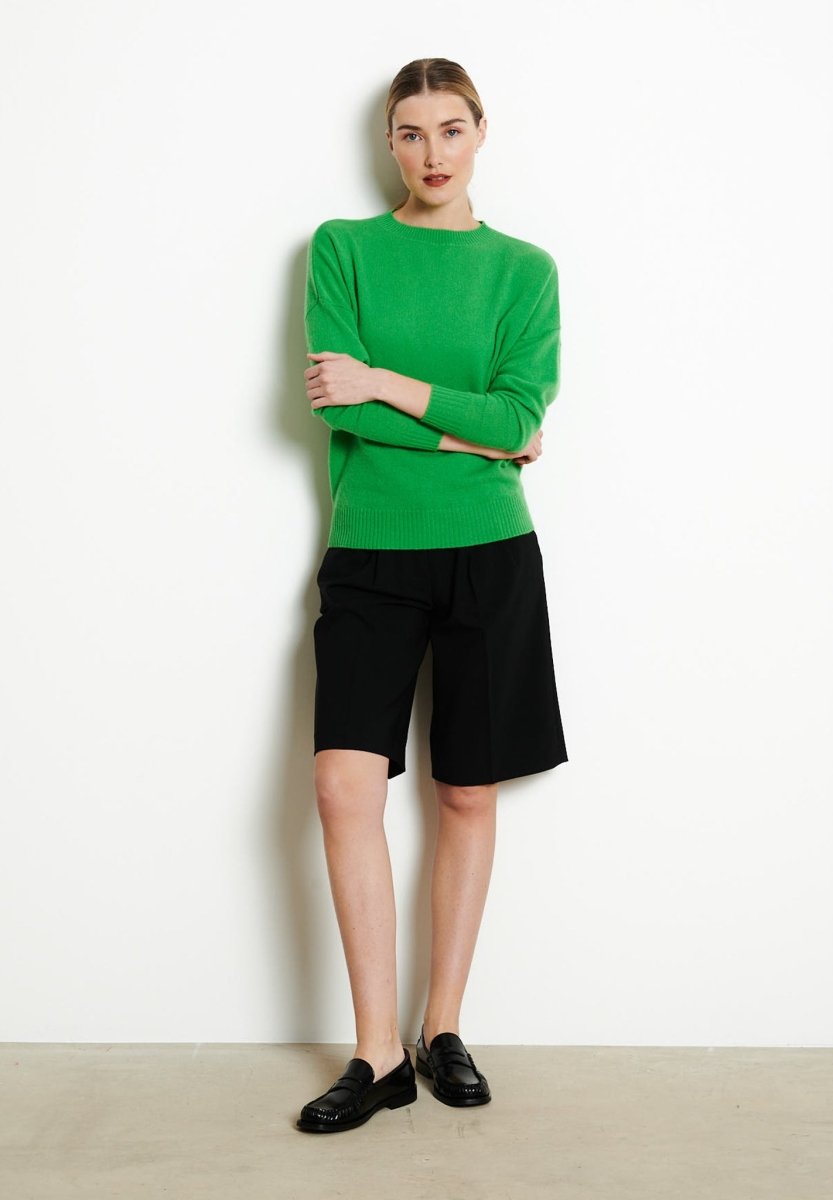 RIA 2 Pull col rond oversize en cachemire vert pomme - Studio cashmere8