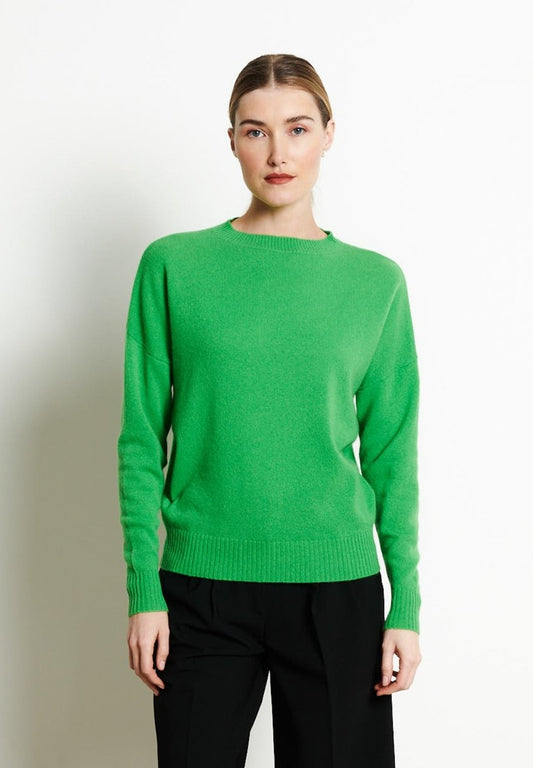 RIA 2 Pull col rond oversize en cachemire vert pomme - Studio cashmere8