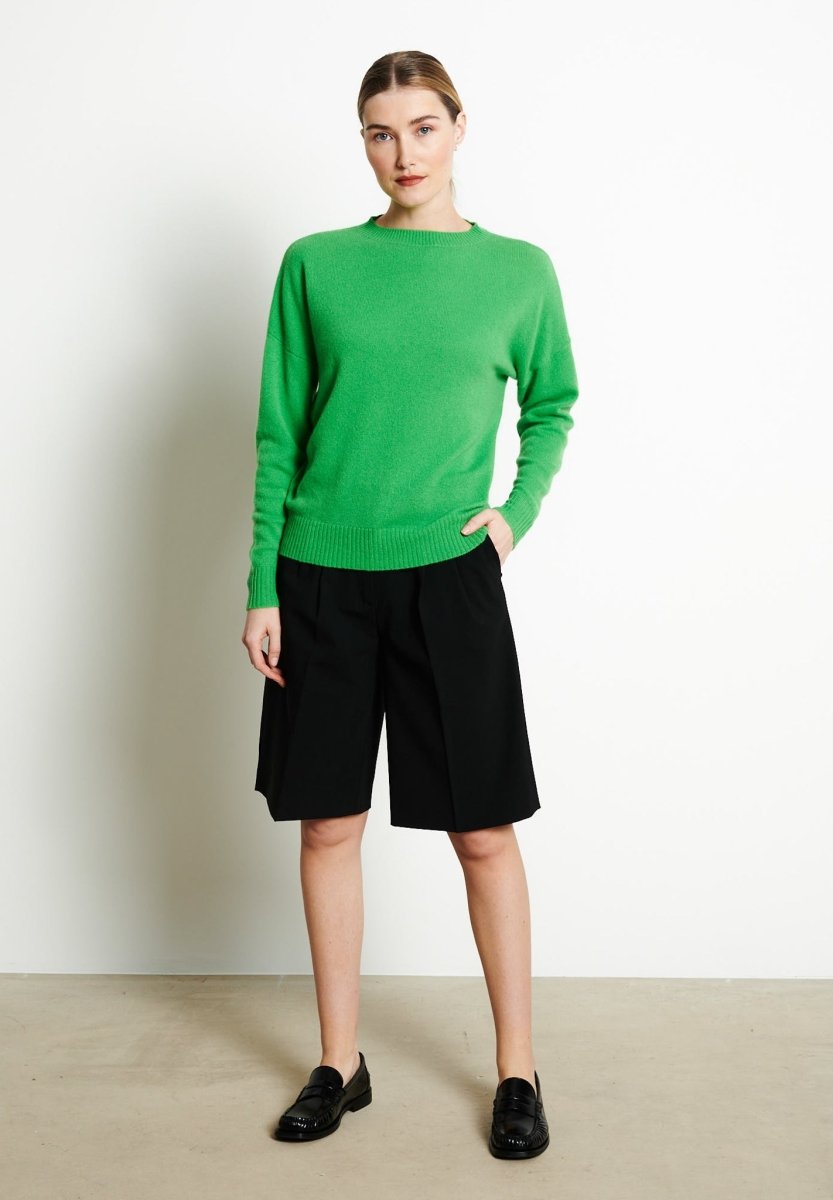 RIA 2 Pull col rond oversize en cachemire vert pomme - Studio cashmere8