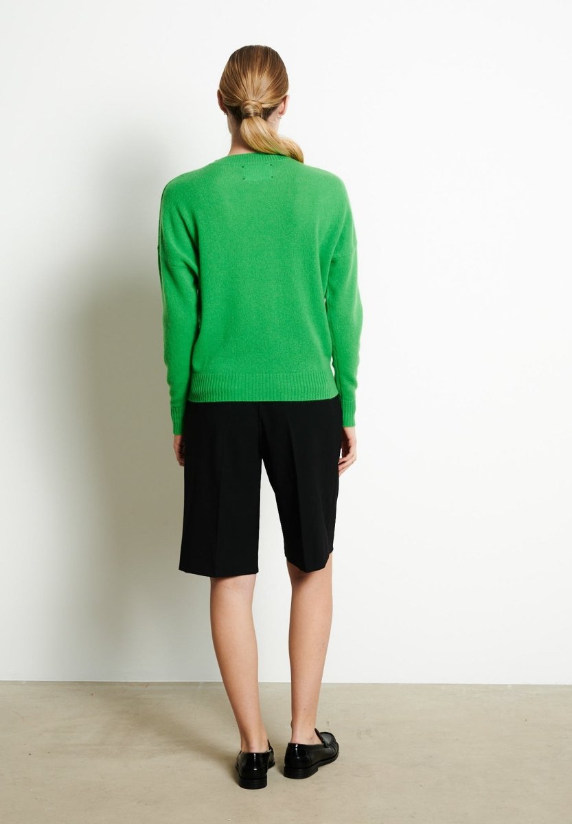 RIA 2 Pull col rond oversize en cachemire vert pomme - Studio cashmere8