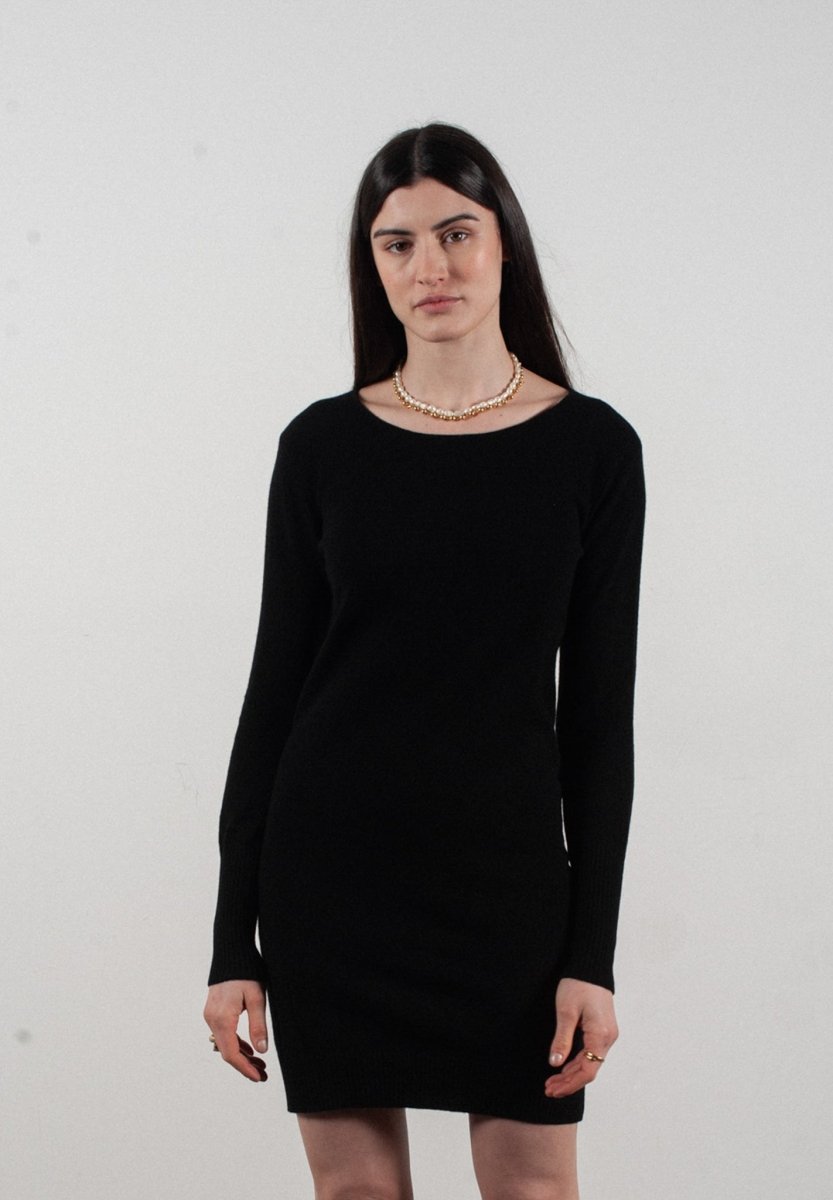 Robe col rond femme en cachemire noir - LILLY 12 - Studio Cashmere8