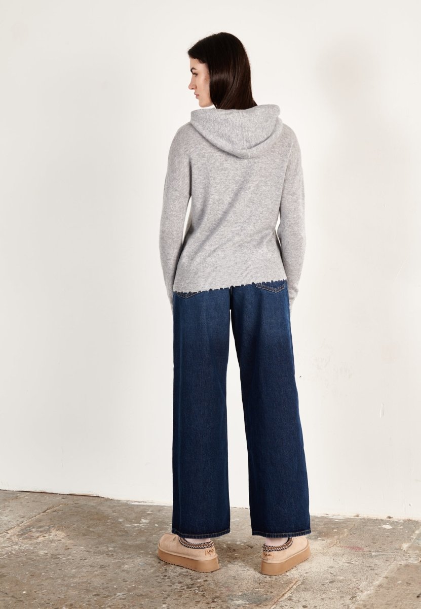 Sweat à capuche cachemire gris clair femme - MIA 16 - Studio cashmere8